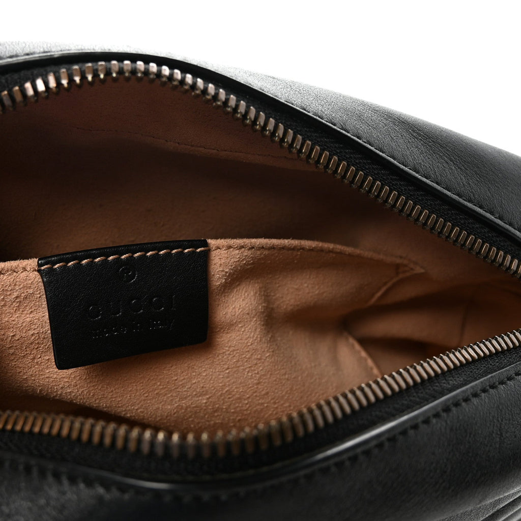 Calfskin Matelasse Small GG Marmont Chain Shoulder Bag Black