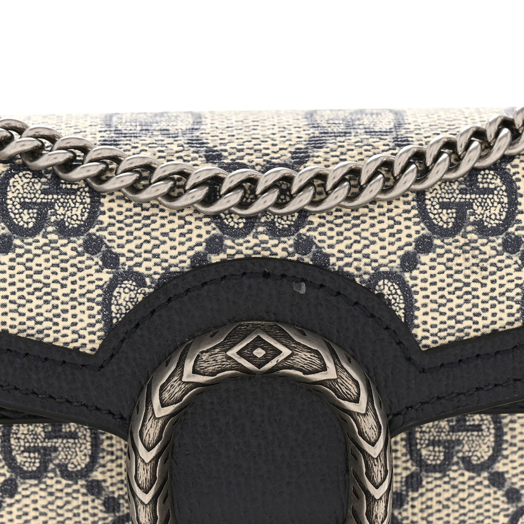 GG Supreme Monogram Textured Dollar Calfskin Super Mini Dionysus Shoulder Bag Beige Blue