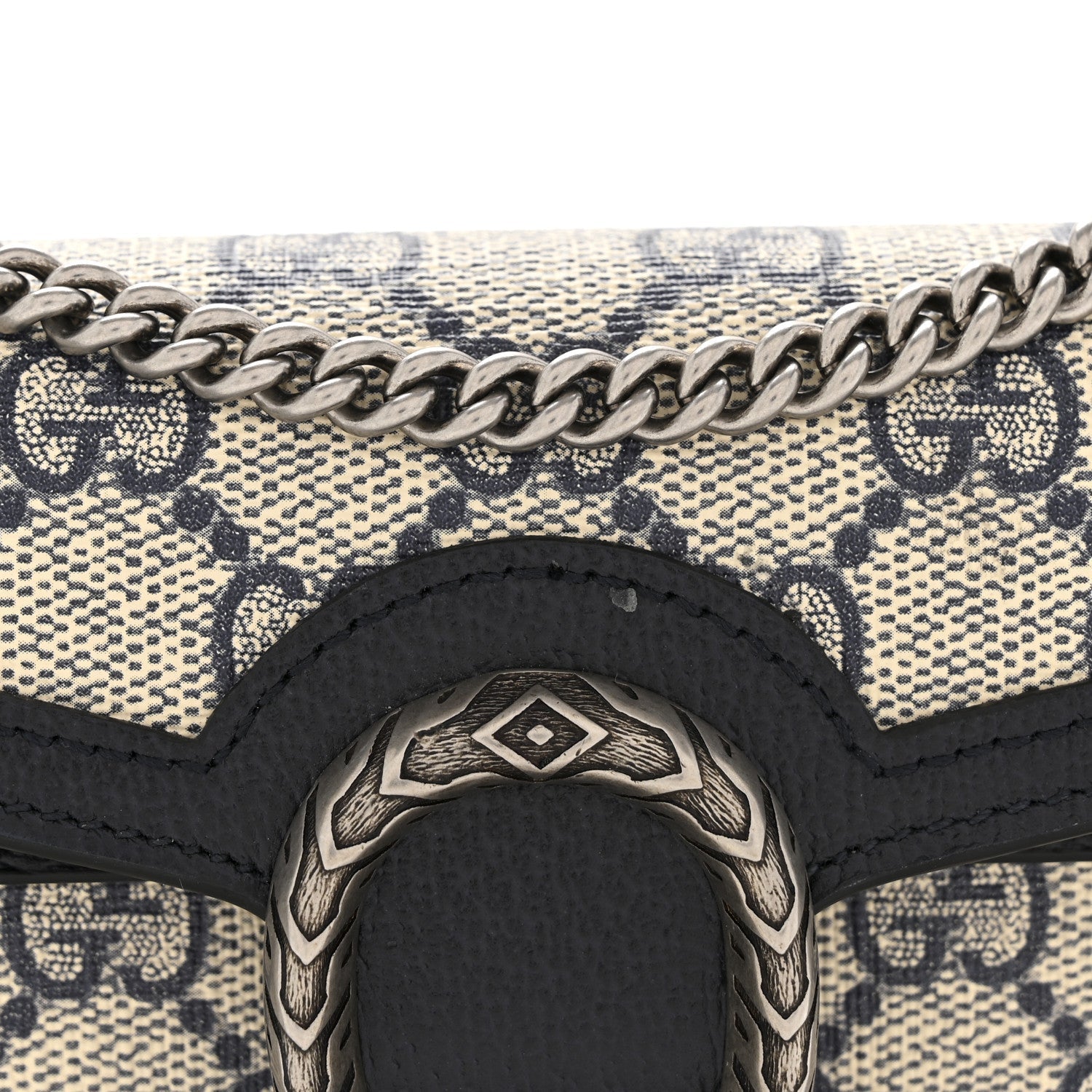 GG Supreme Monogram Textured Dollar Calfskin Super Mini Dionysus Shoulder Bag Beige Blue