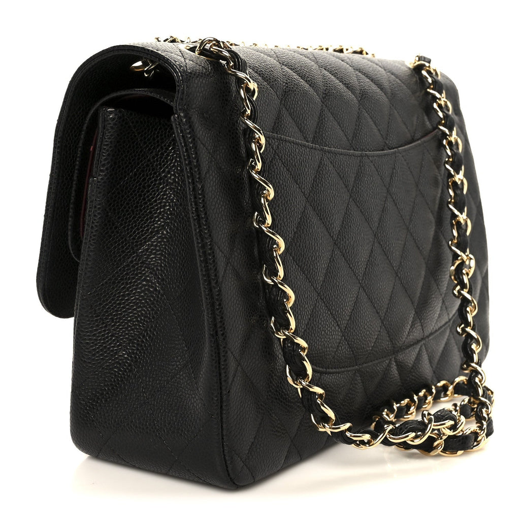 Caviar Quilted Jumbo Double Flap Black