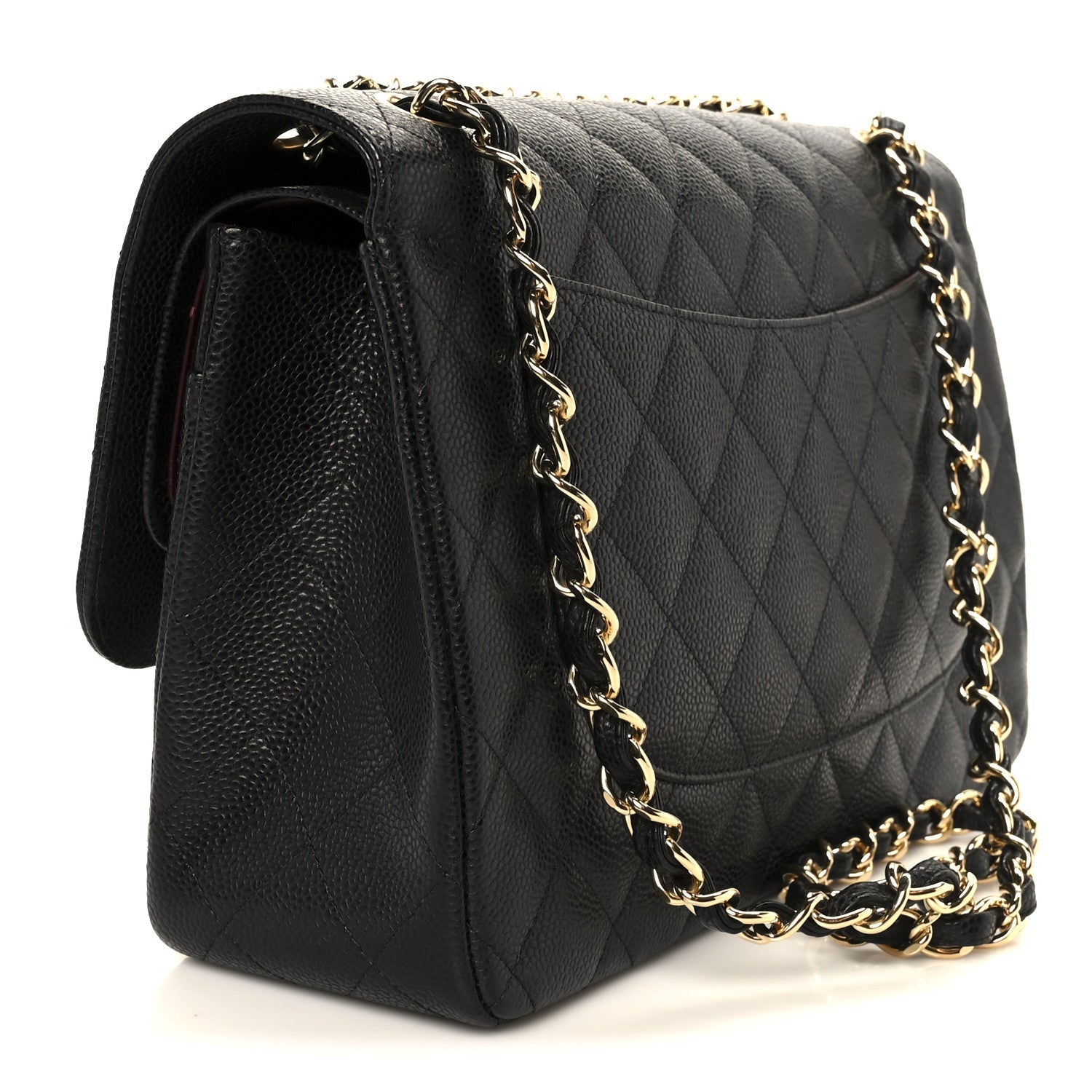 Caviar Quilted Jumbo Double Flap Black