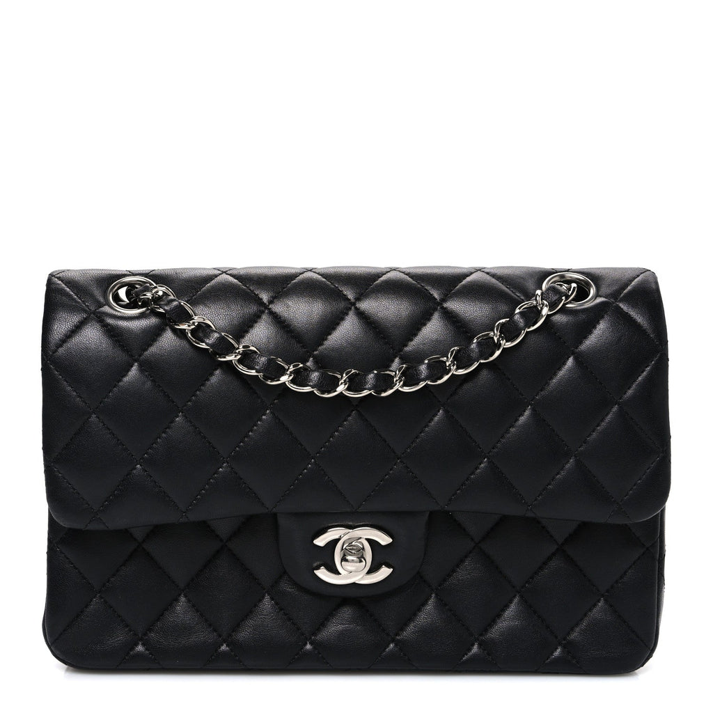 Lambskin Quilted Small Double Flap Black