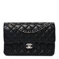 Lambskin Quilted Small Double Flap Black