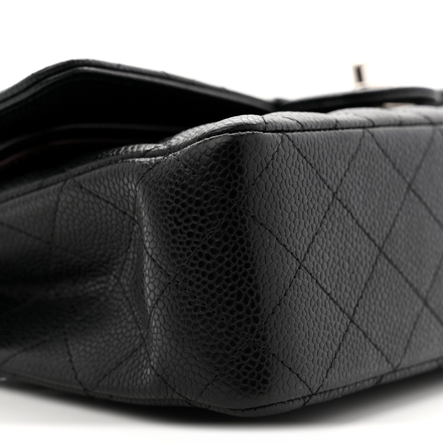 Caviar Quilted Medium Double Flap Black