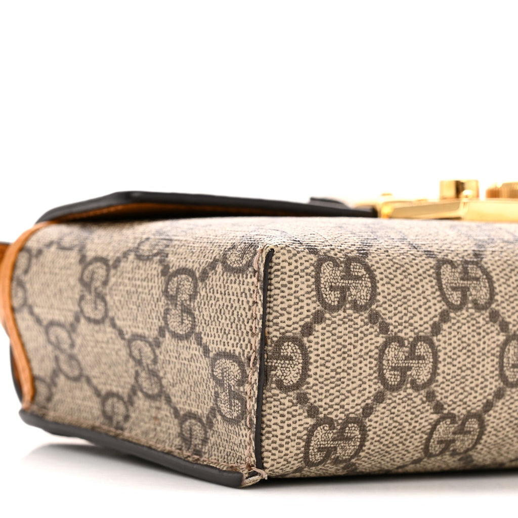 GG Supreme Monogram New Sakai Calfskin Mini Padlock Top Handle Shoulder Bag Beige Ebony Mystic White Sun Oil