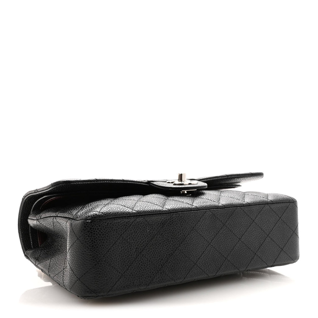 Caviar Quilted Medium Double Flap Black