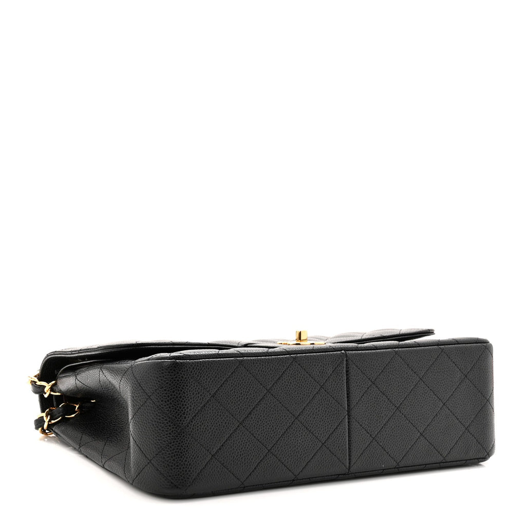 Caviar Quilted Jumbo Double Flap Black