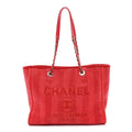 Mixed Fibers Striped Small Deauville Tote Red