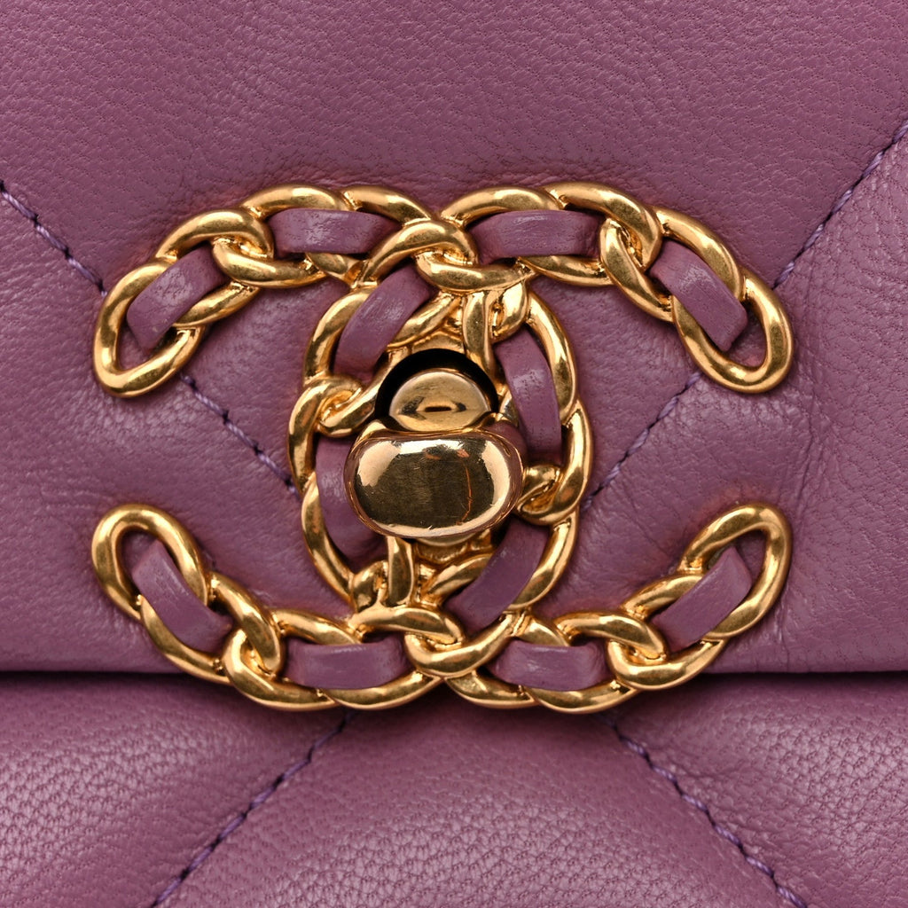 Goatskin Quilted Medium Chanel 19 Flap Purple