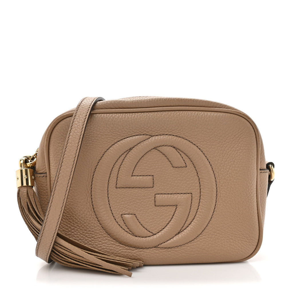 Pebbled Calfskin Small Soho Disco Bag Rose Beige