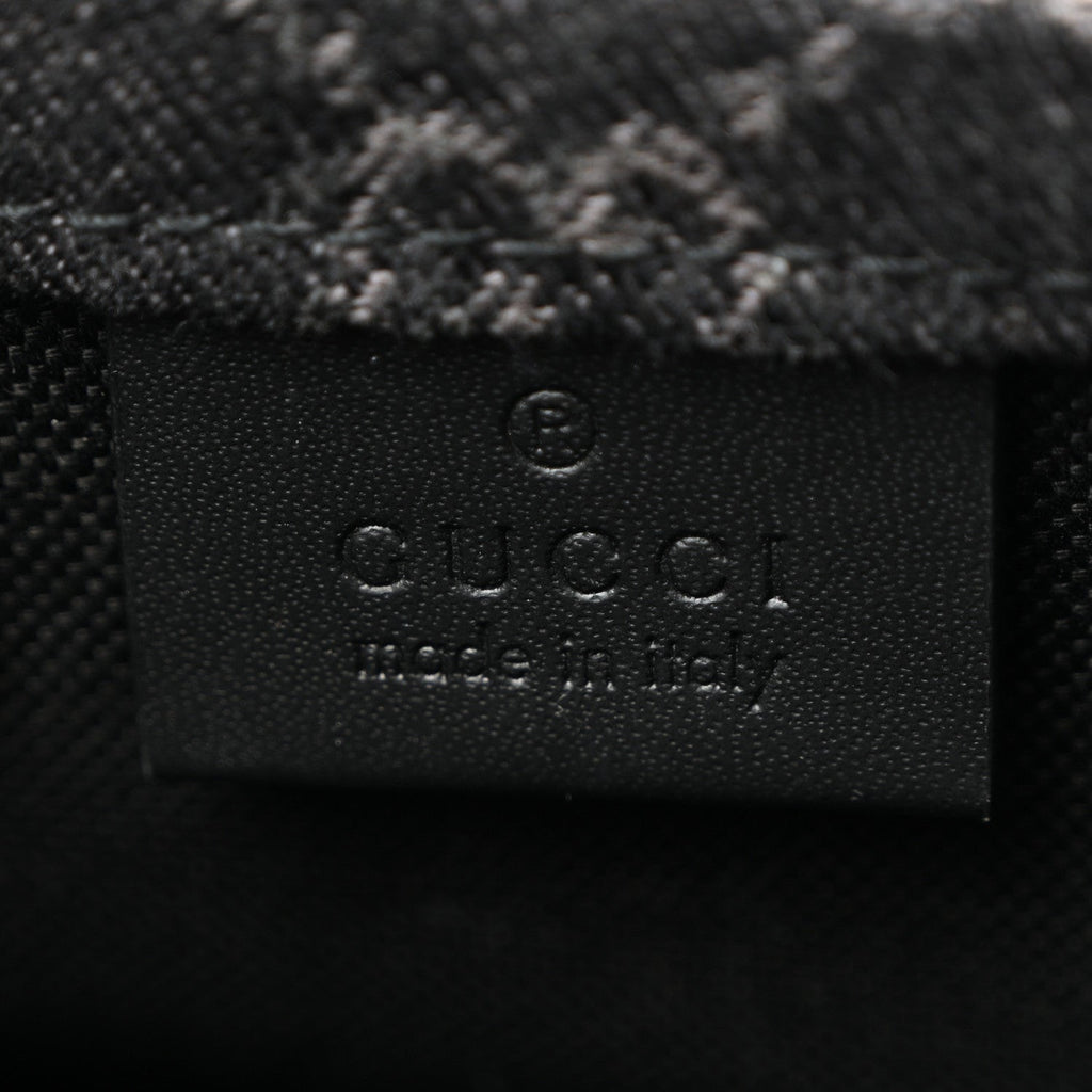Denim Cuoio Harness GG Monogram Mini Ophidia Tote Bag Black Medium Grey