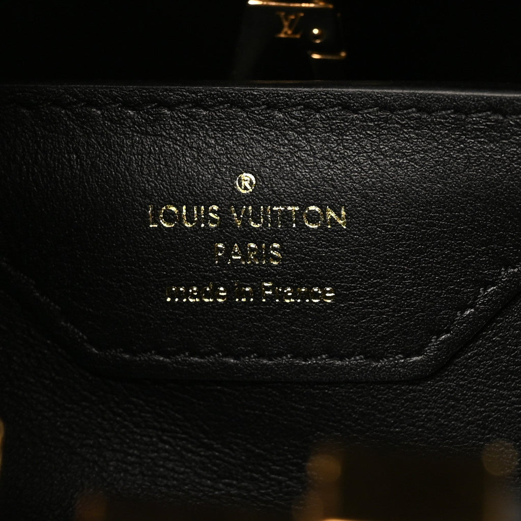 Lambskin Quilted Flower Capucines PM Black