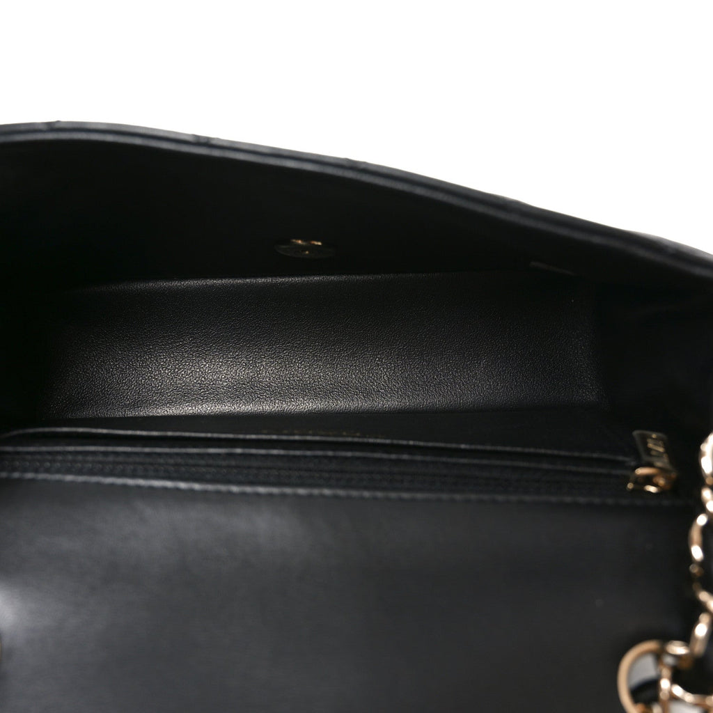 Lambskin Quilted Mini Rectangular Flap Black
