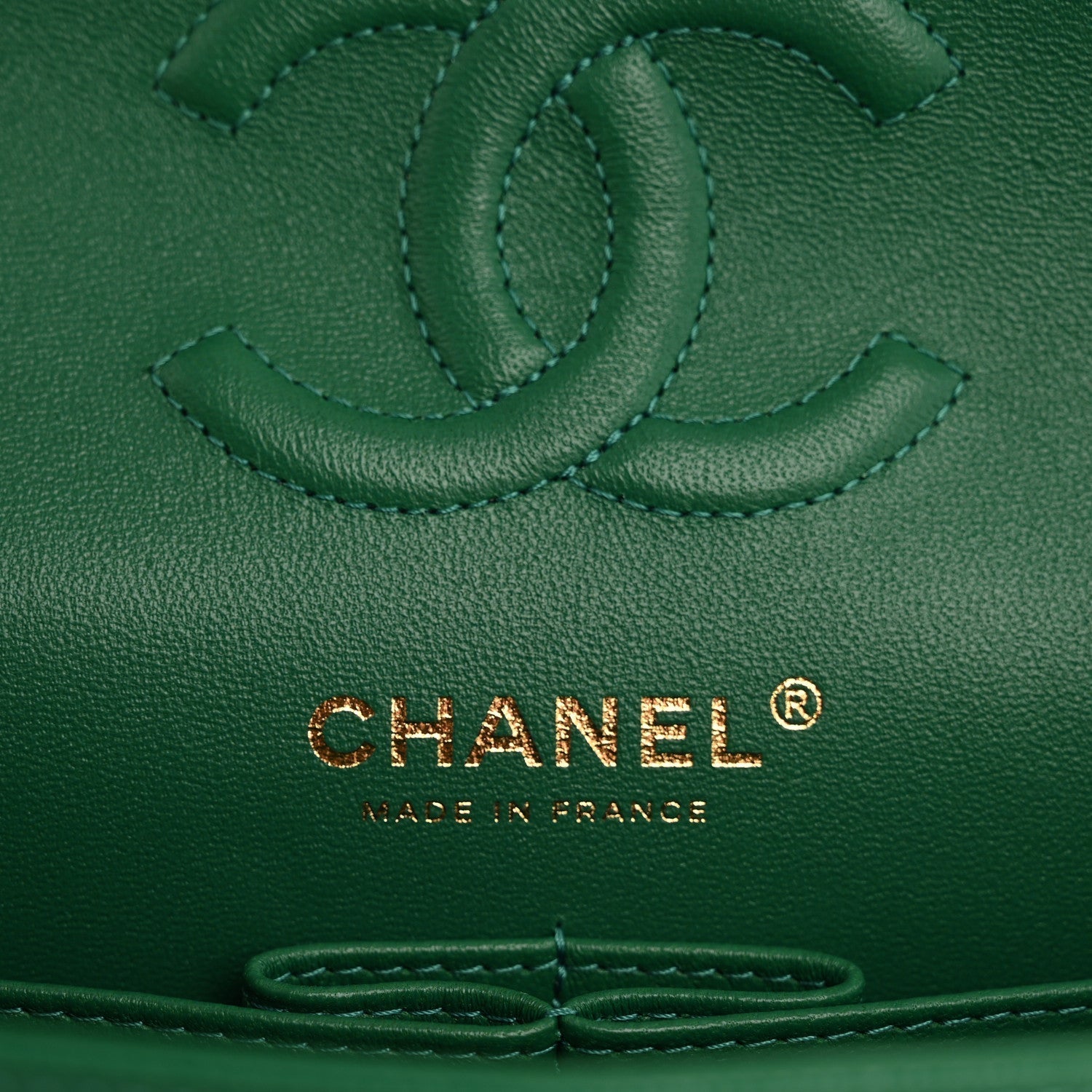 Caviar Quilted Small Double Flap Green