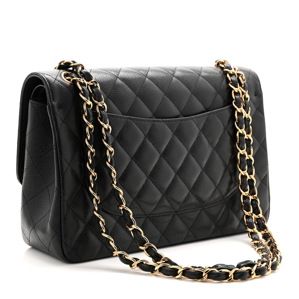 Caviar Quilted Jumbo Double Flap Black