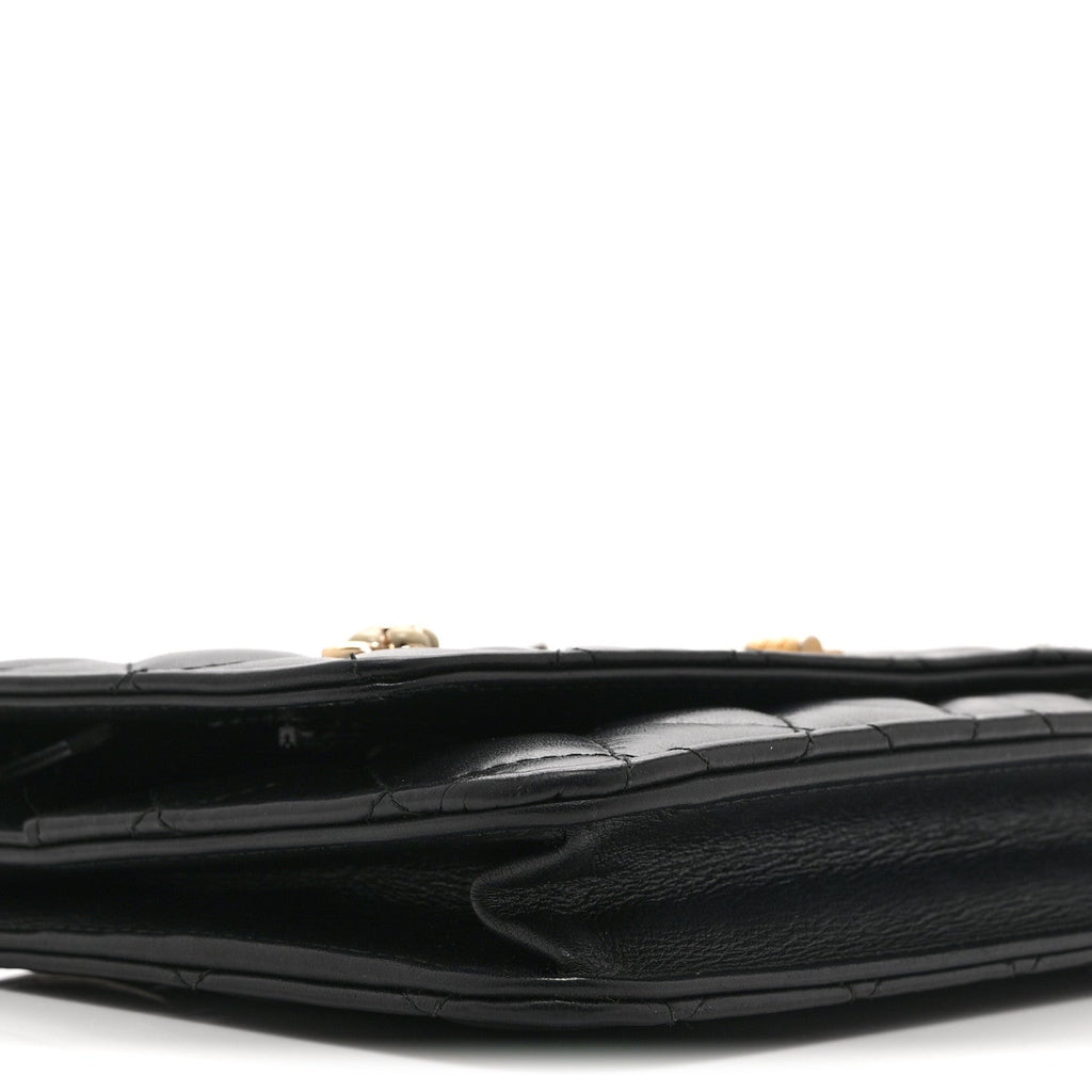 Aged Calfskin Quilted Lucky Charms 2.55 Reissue Wallet On Chain WOC Black