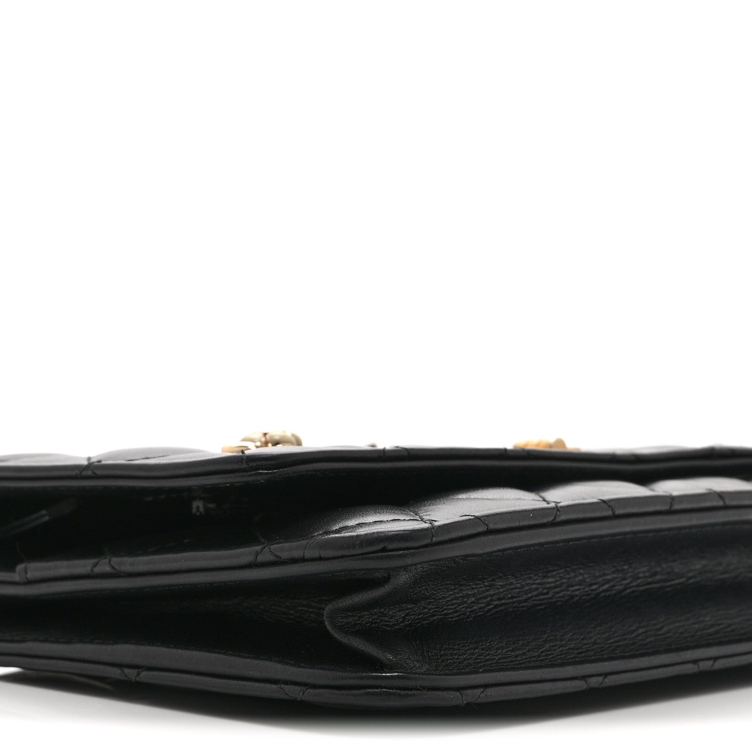 Aged Calfskin Quilted Lucky Charms 2.55 Reissue Wallet On Chain WOC Black