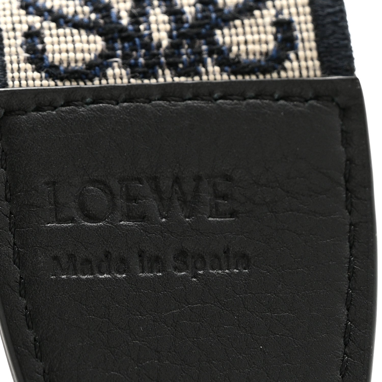 Calfskin Jacquard Anagram Loop Strap Navy Black