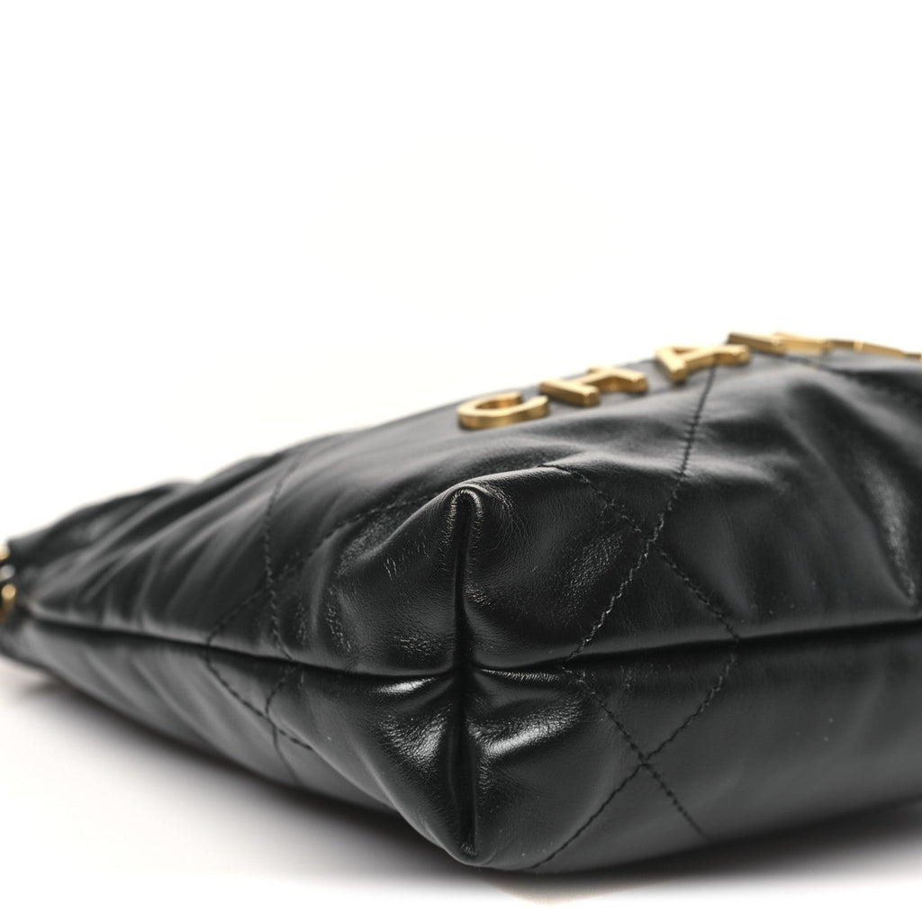 Shiny Calfskin Quilted Mini Chanel 22 Black