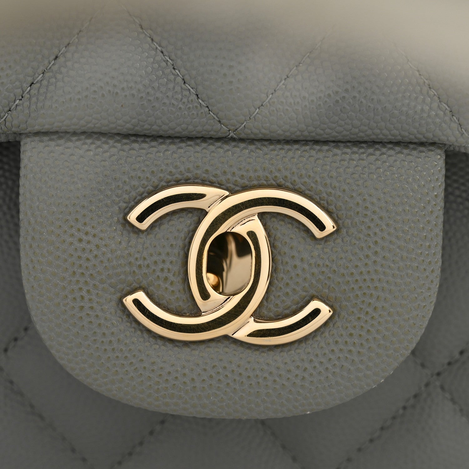 Caviar Quilted Jumbo Double Flap Grey
