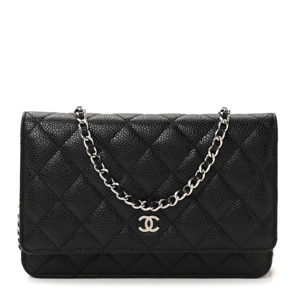 Caviar Quilted Wallet on Chain WOC Black