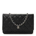 Caviar Quilted Wallet on Chain WOC Black