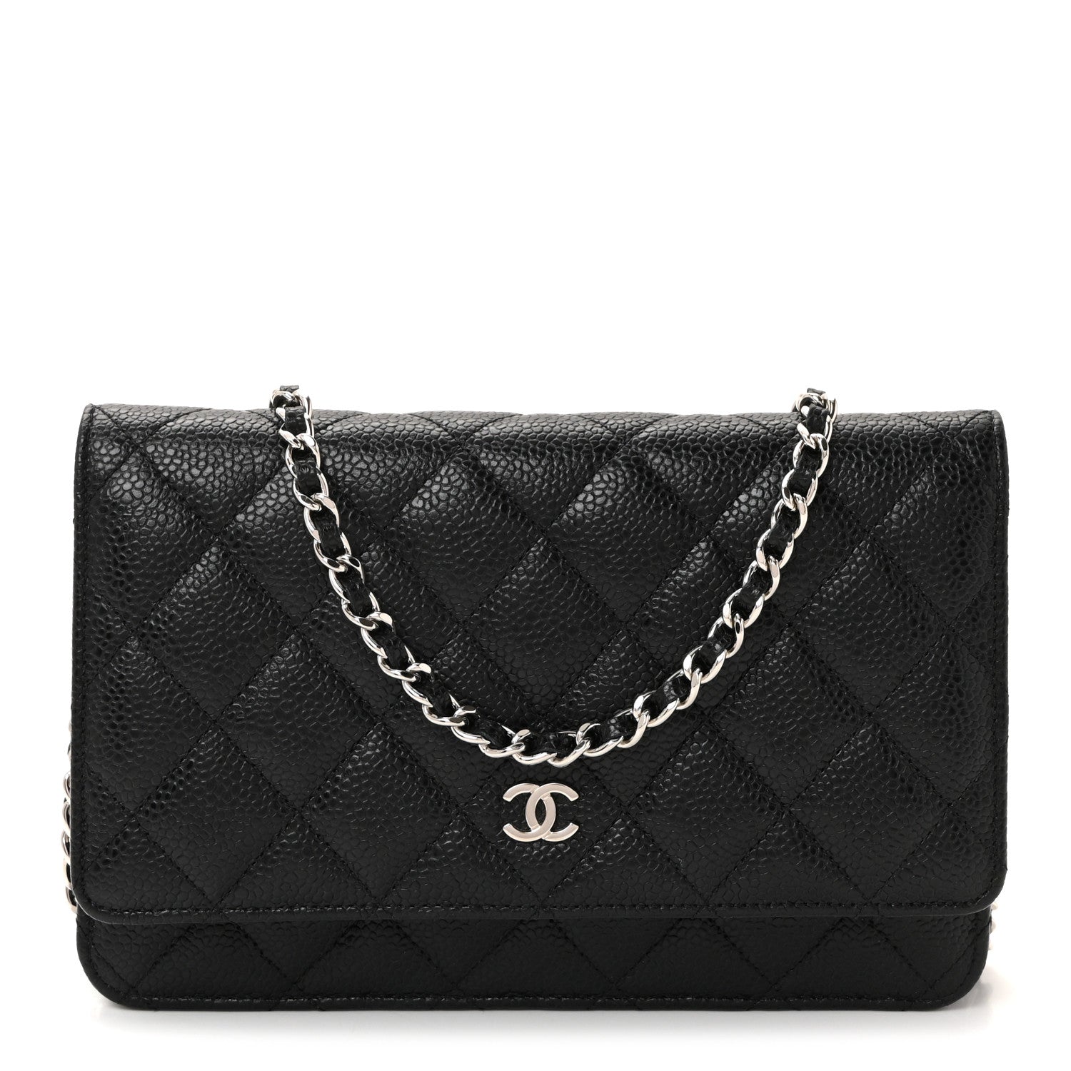 Caviar Quilted Wallet on Chain WOC Black