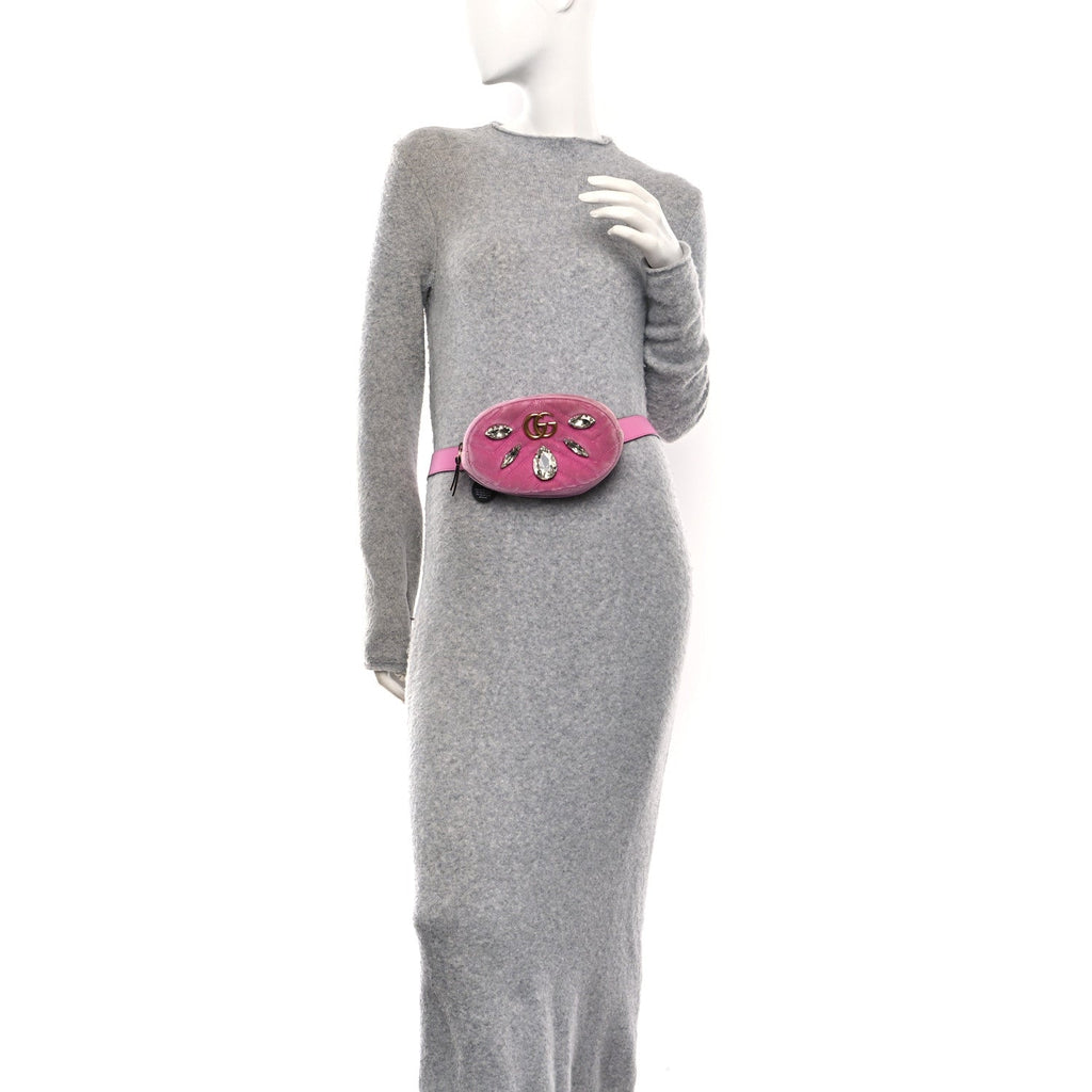 Velvet Matelasse Marquise Crystals GG Marmont Belt Bag 85 34 Malva