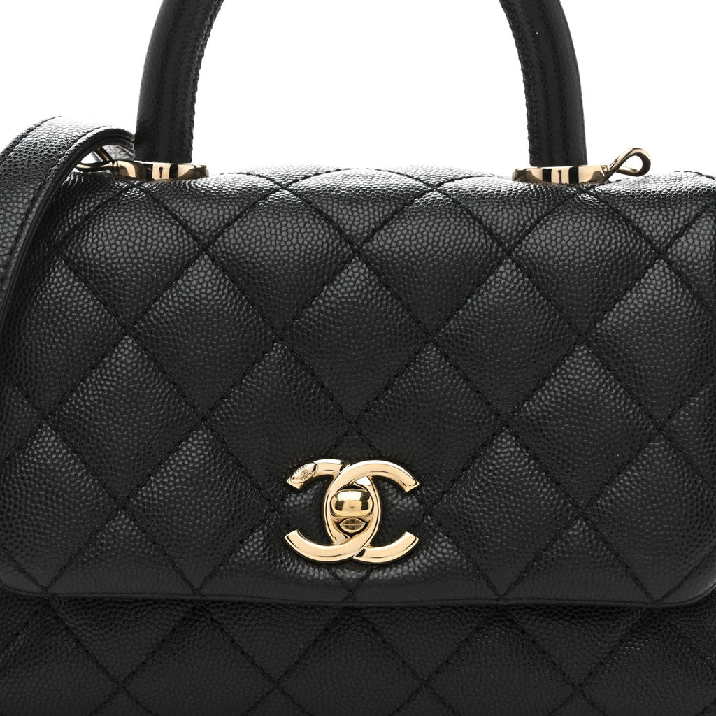 Caviar Quilted Extra Mini Coco Handle Flap Black