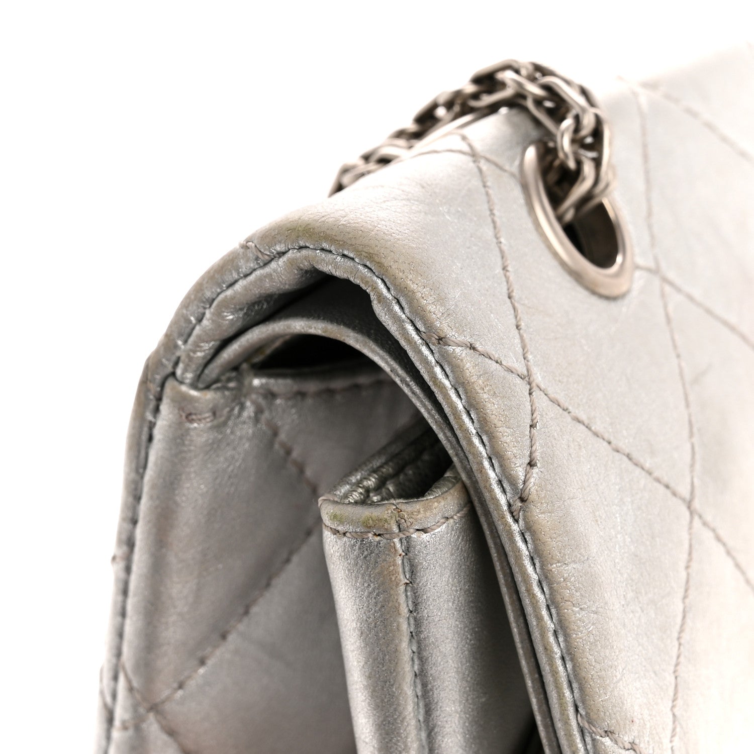 Metallic Lambskin Quilted 2.55 Reissue 227 Flap Silver