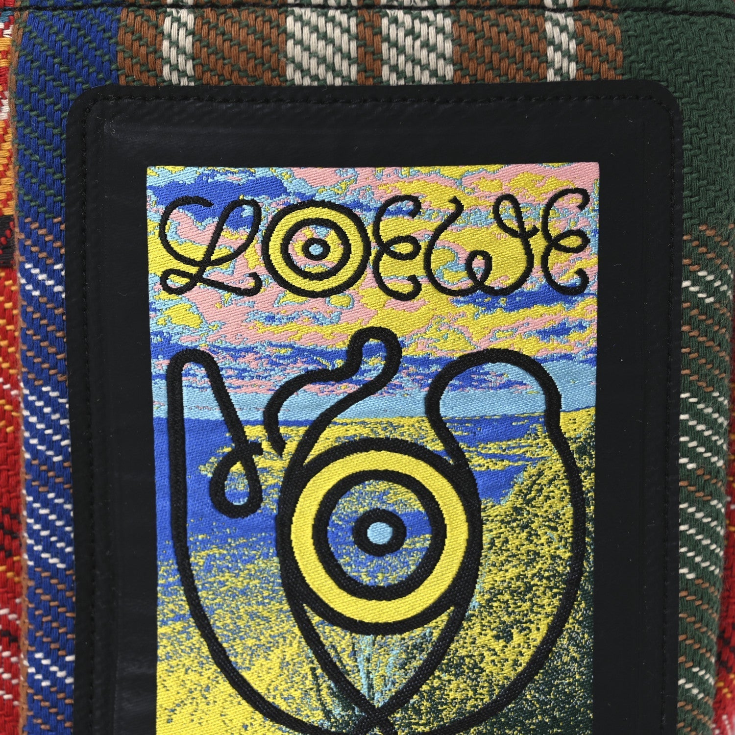 Neoprene Wool Tartan Eye/LOEWE/Nature Chalk Drawstring Bag Multicolor