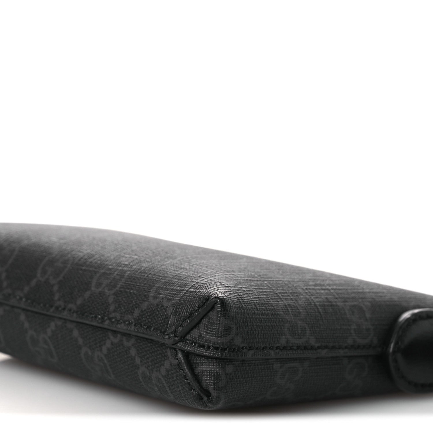 GG Supreme Monogram Azalea Calfskin Small Retro Interlocking G Wristlet Messenger Bag Black