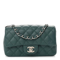 Caviar Quilted Mini Rectangular Flap Dark Turquoise