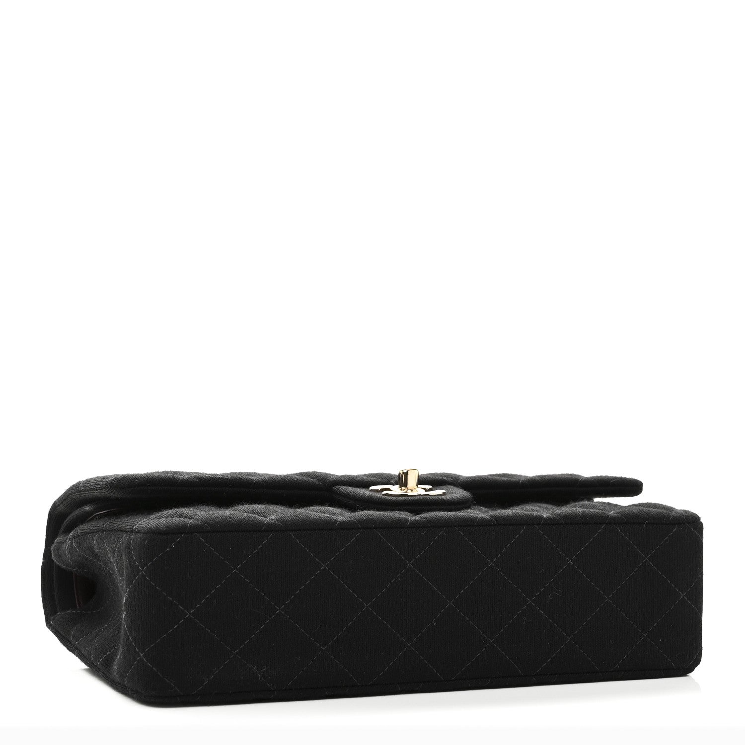 Jersey Quilted Medium Bijoux Chain Double Flap Black