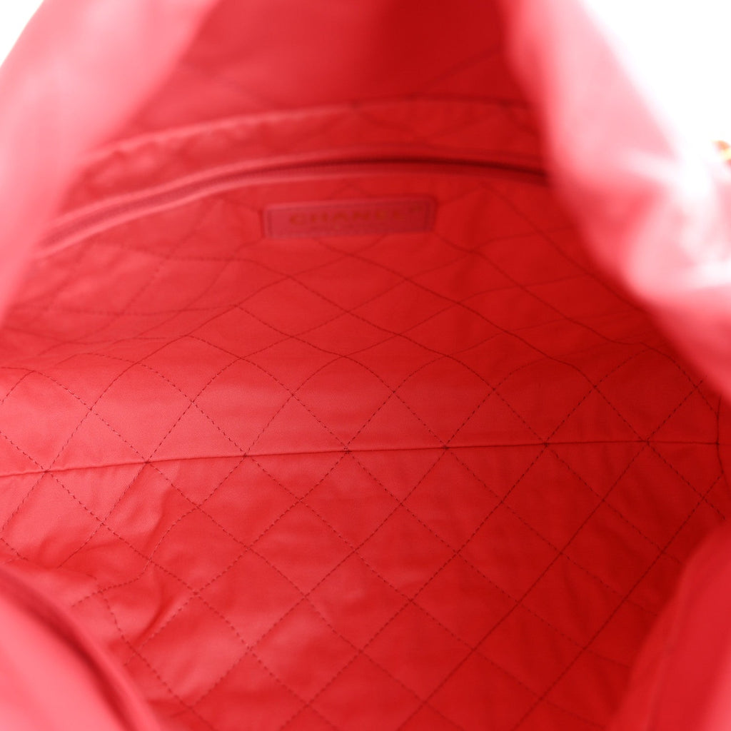 Shiny Calfskin Quilted Small Chanel 22 Coral Pink