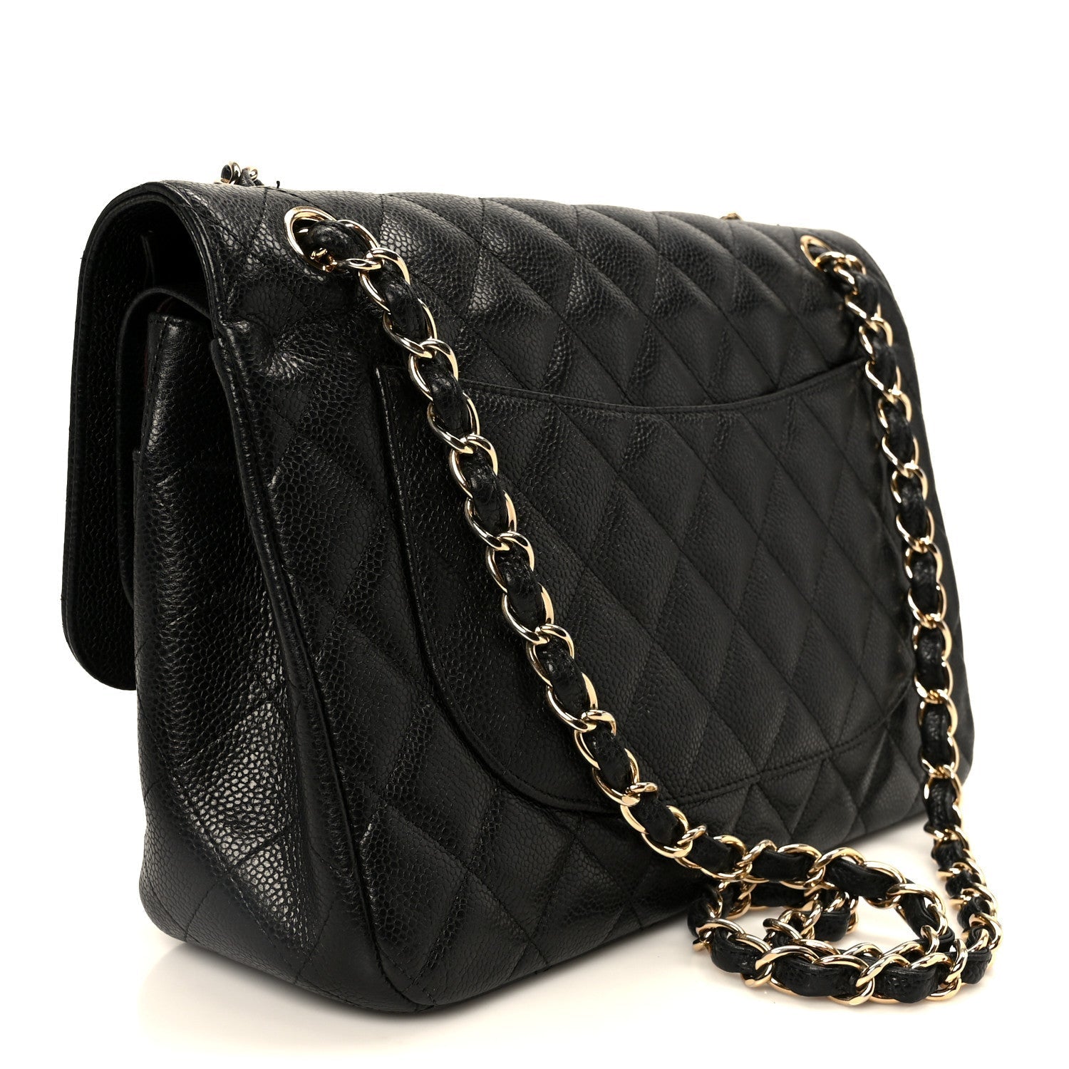 Caviar Quilted Jumbo Double Flap Black