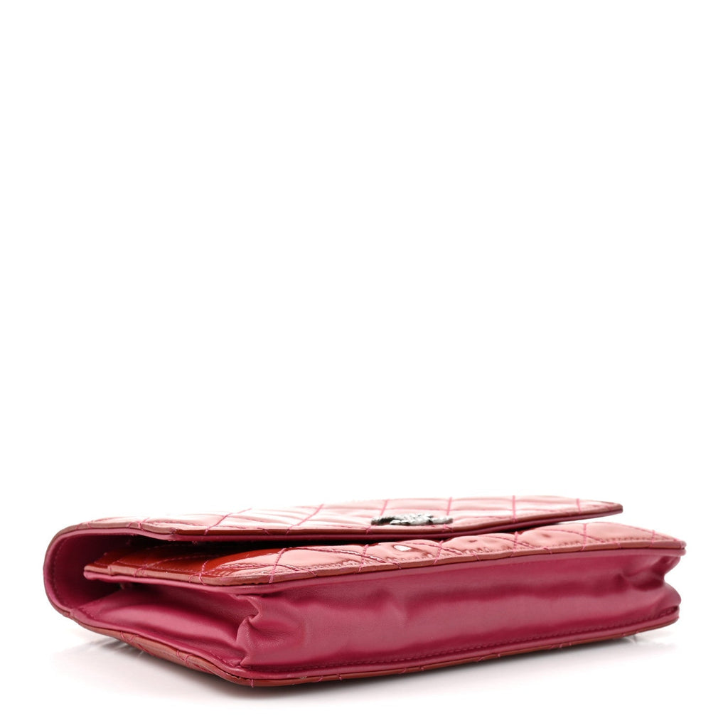 Patent Quilted Brilliant Wallet On Chain WOC Coral