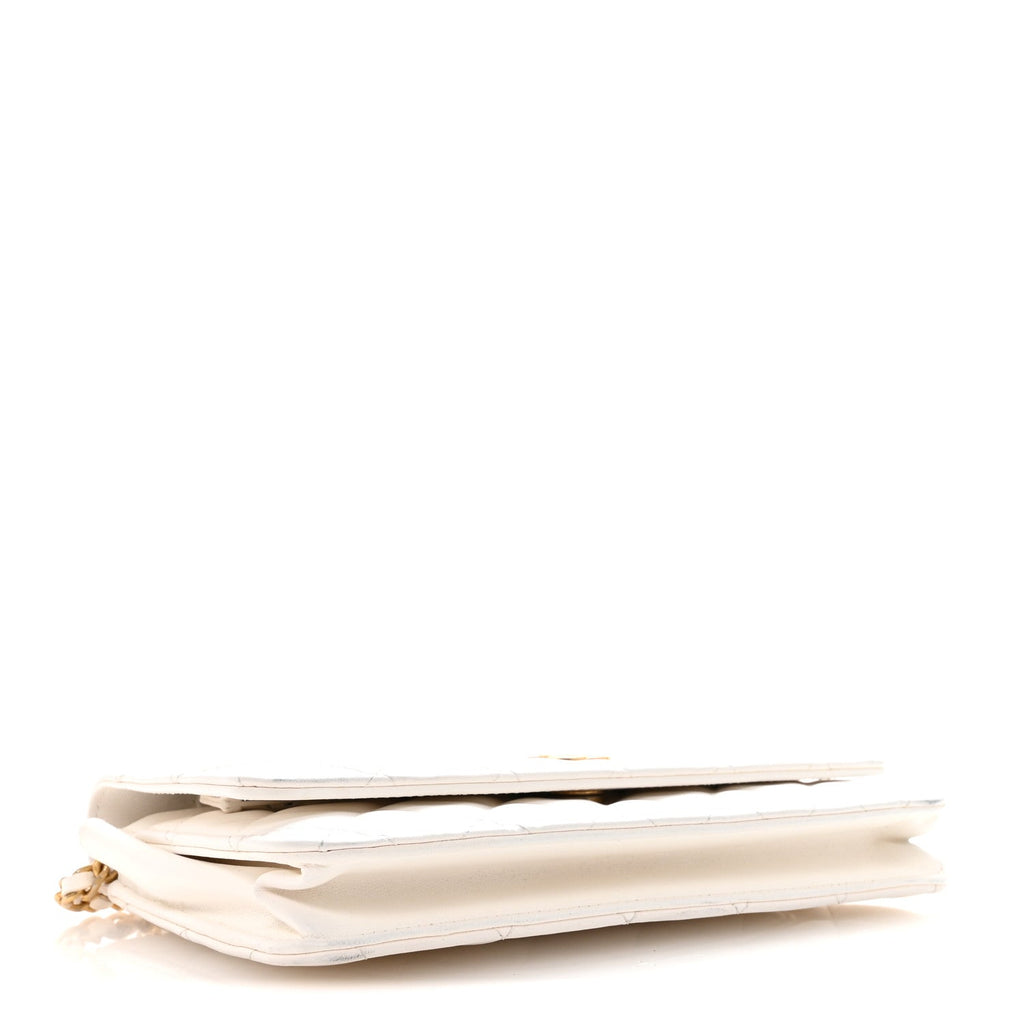 Lambskin Quilted Romance Wallet On Chain WOC White