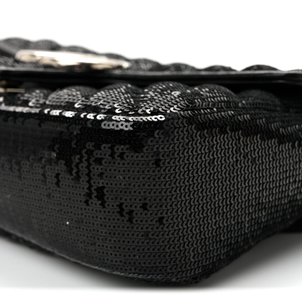 Sequin Matelasse Small GG Marmont Shoulder Bag Black