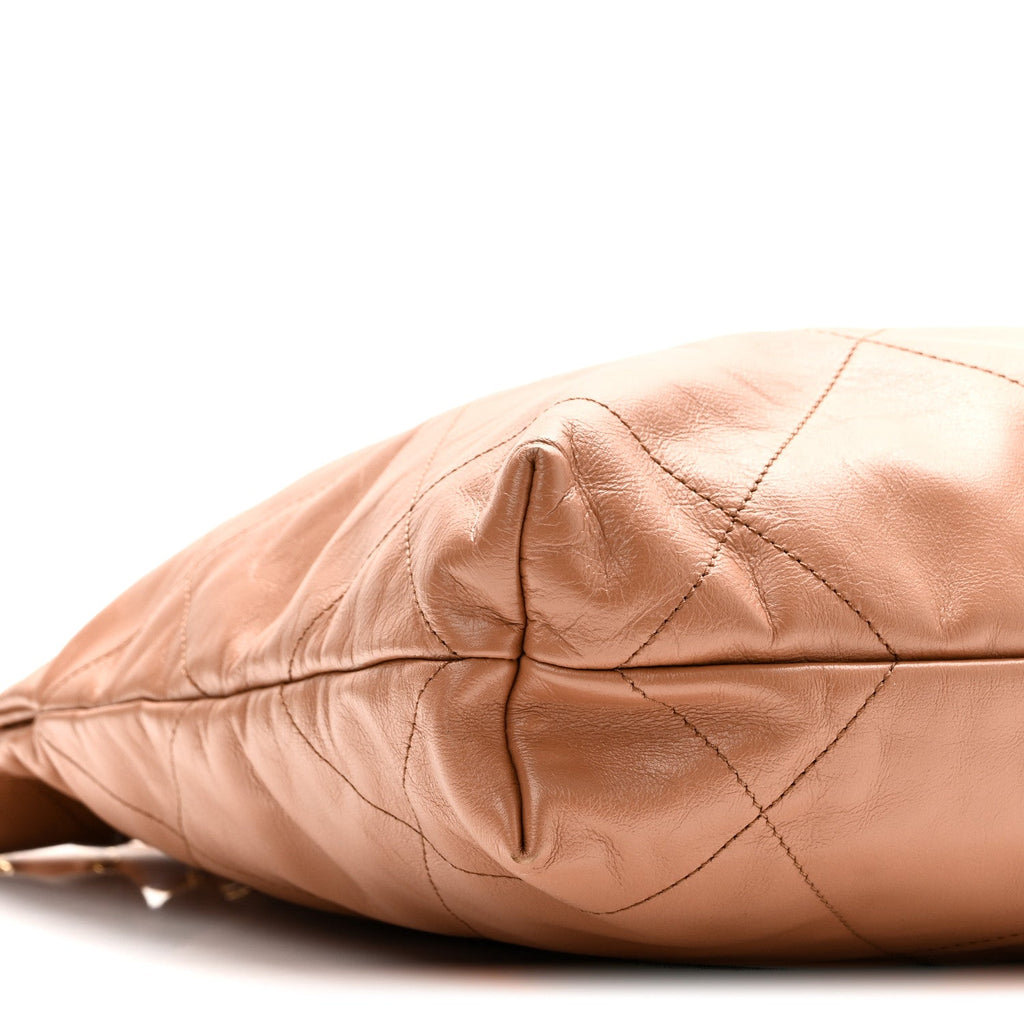 Shiny Calfskin Quilted Small Chanel 22 Beige