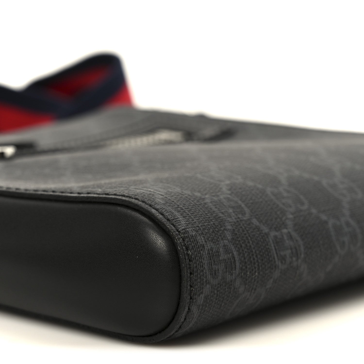 GG Supreme Monogram Web Small Flat Messenger Bag Black Grey