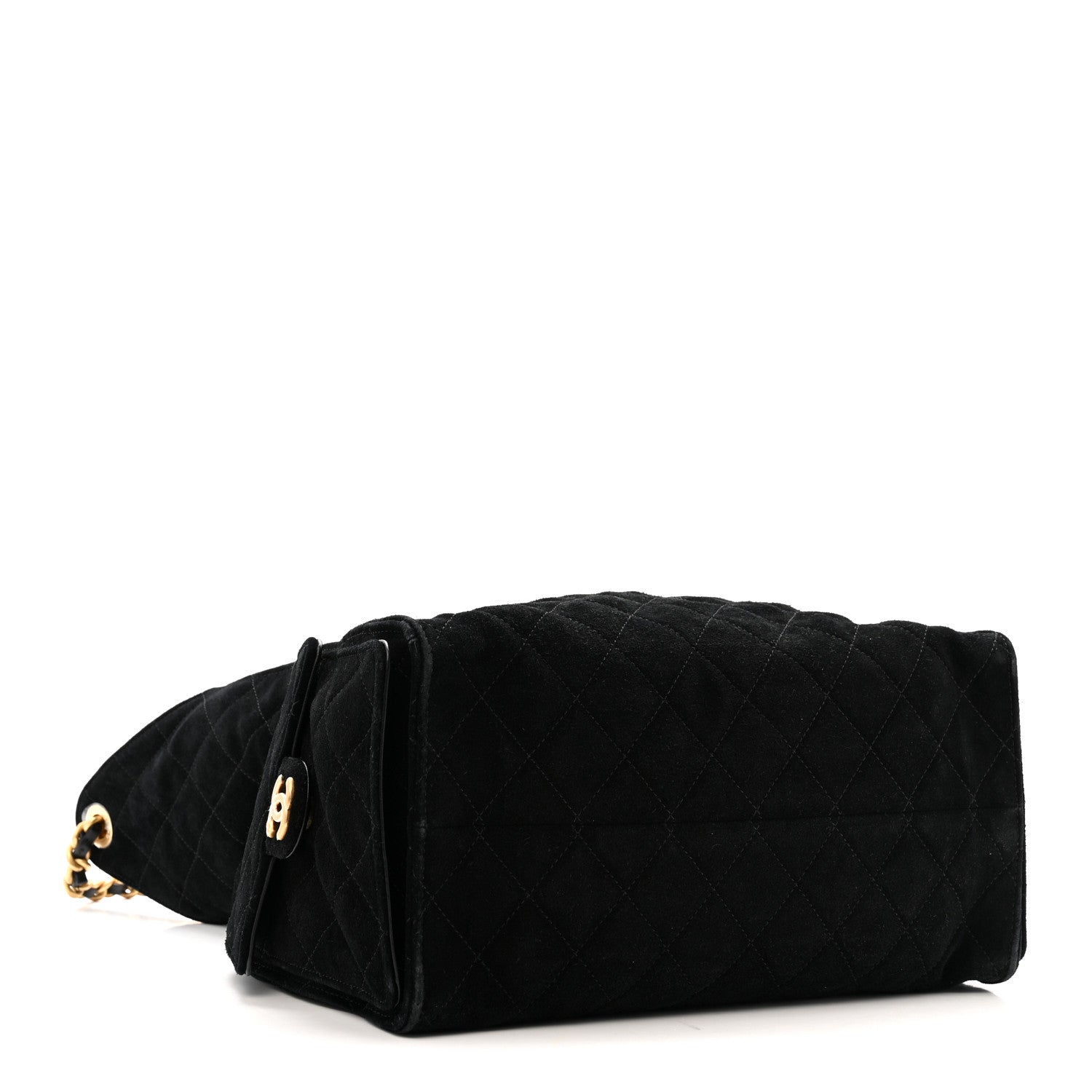 Suede Quilted Medium Chanel 25 Handbag Black