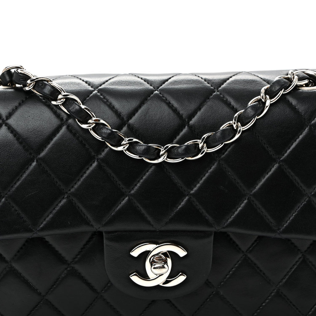 Lambskin Quilted Small Double Flap Black
