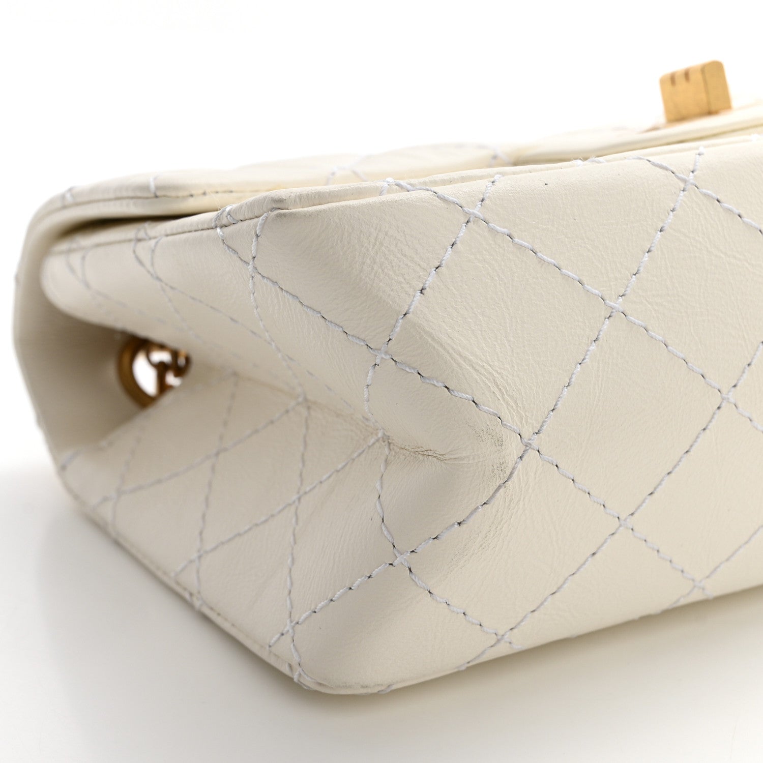 Aged Calfskin Quilted 2.55 Reissue Mini Flap White