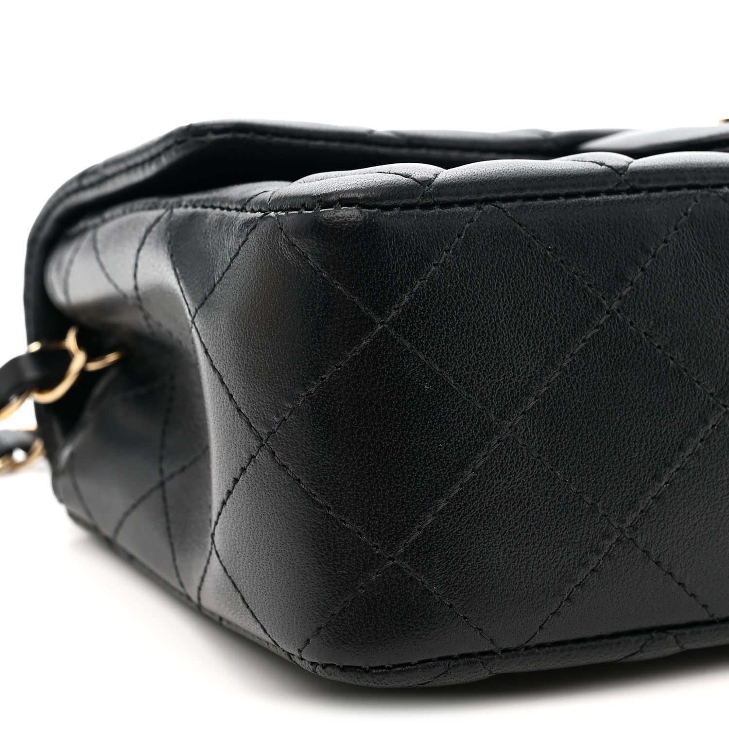 Lambskin Quilted Mini Rectangular Flap Black