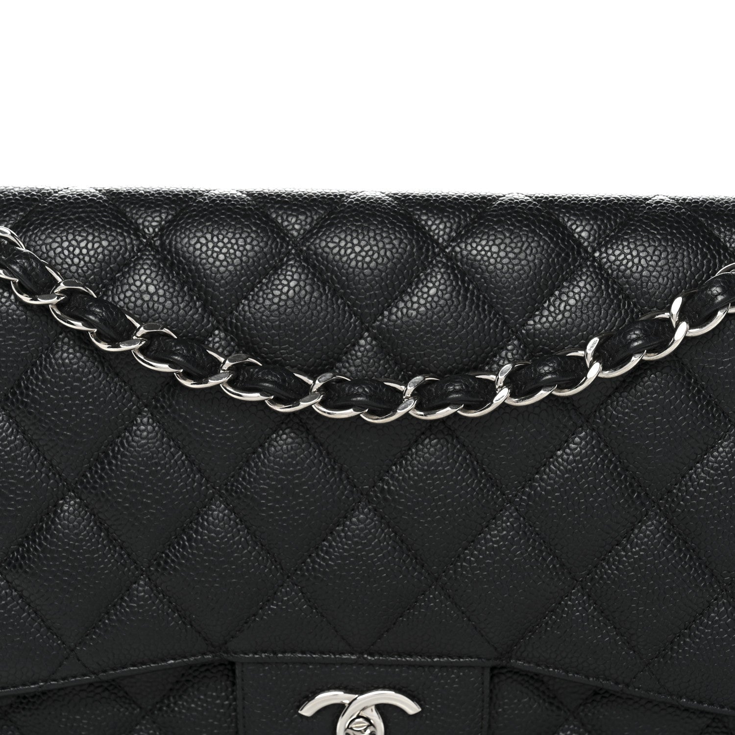 Caviar Quilted Jumbo Double Flap Black