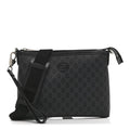 GG Supreme Monogram Azalea Calfskin Retro Interlocking G Wristlet Messenger Bag Black