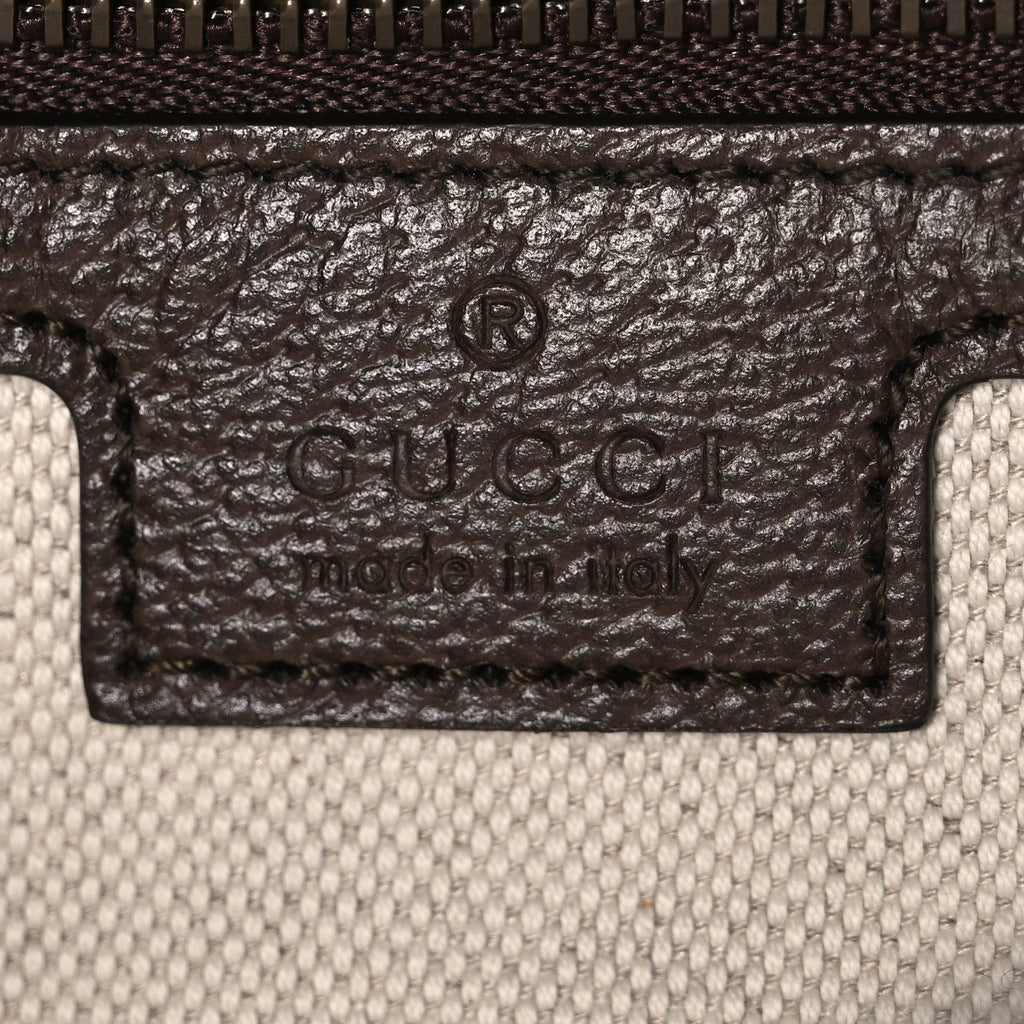 GG Supreme Monogram Textured Dollar Calfskin Web Ophidia Wristlet Shoulder Bag Beige Ebony New Acero