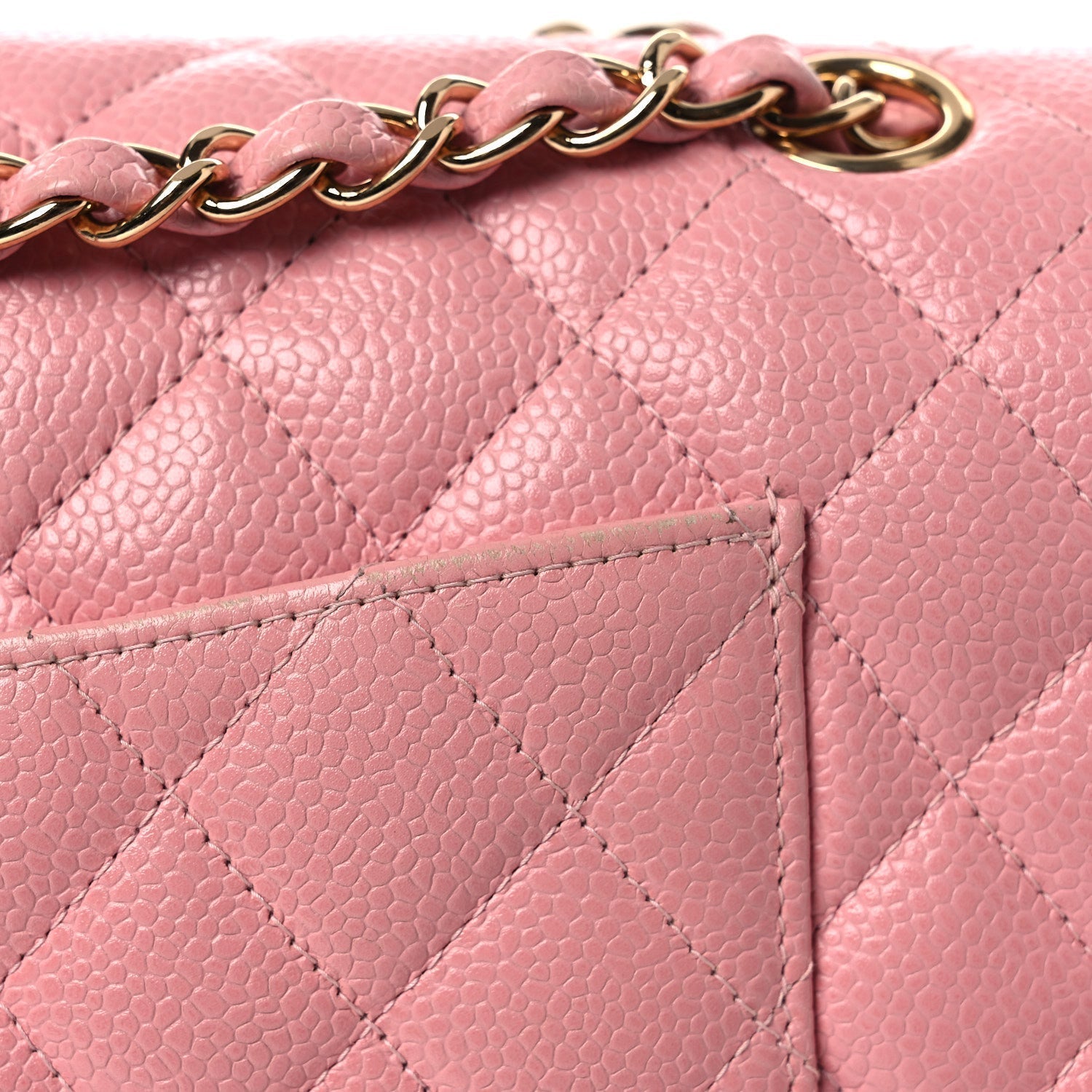 Caviar Quilted Medium Double Flap Pink