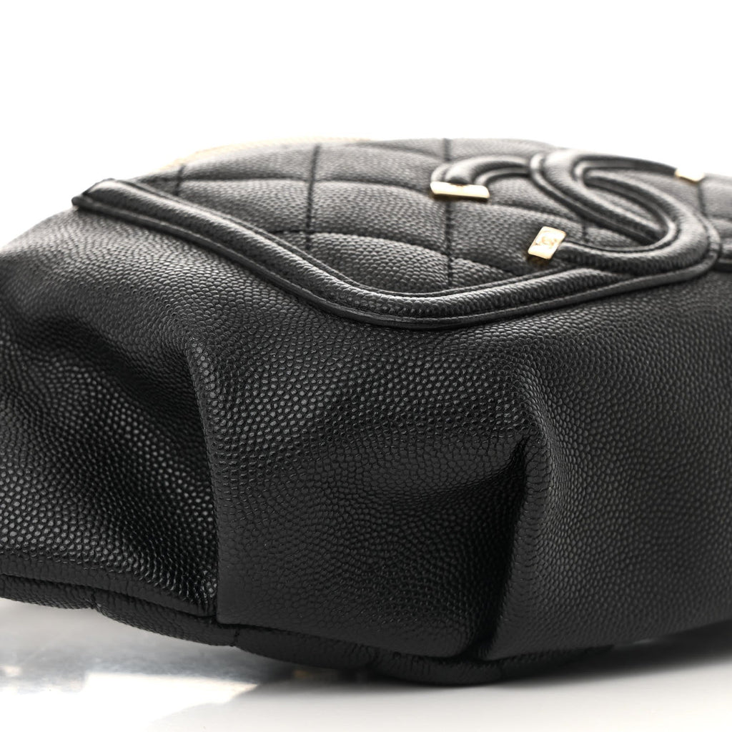 Caviar Quilted Filigree Waist Bag Black